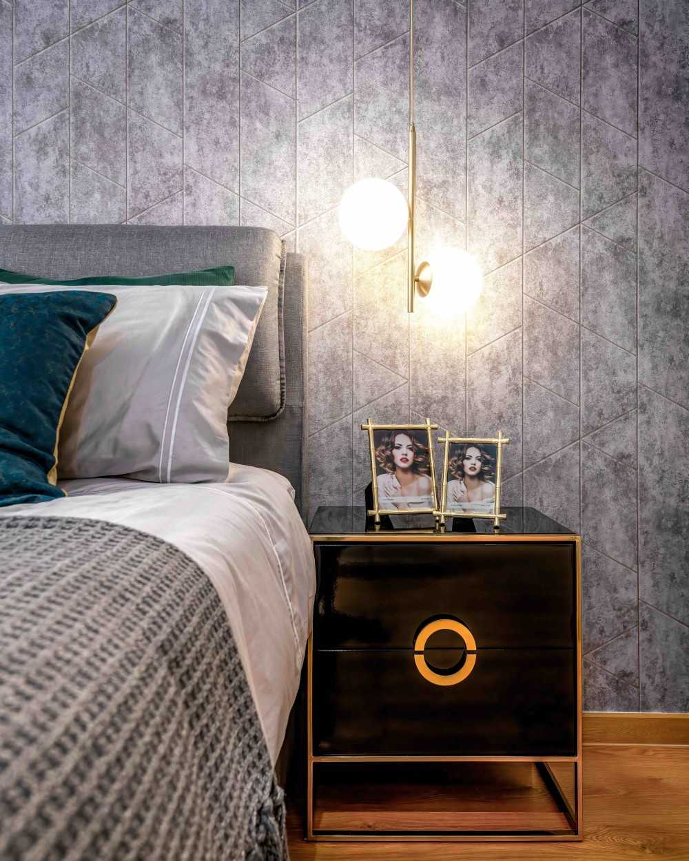 Eclectic Bedroom with Cove Lighting and Built-in Bed
