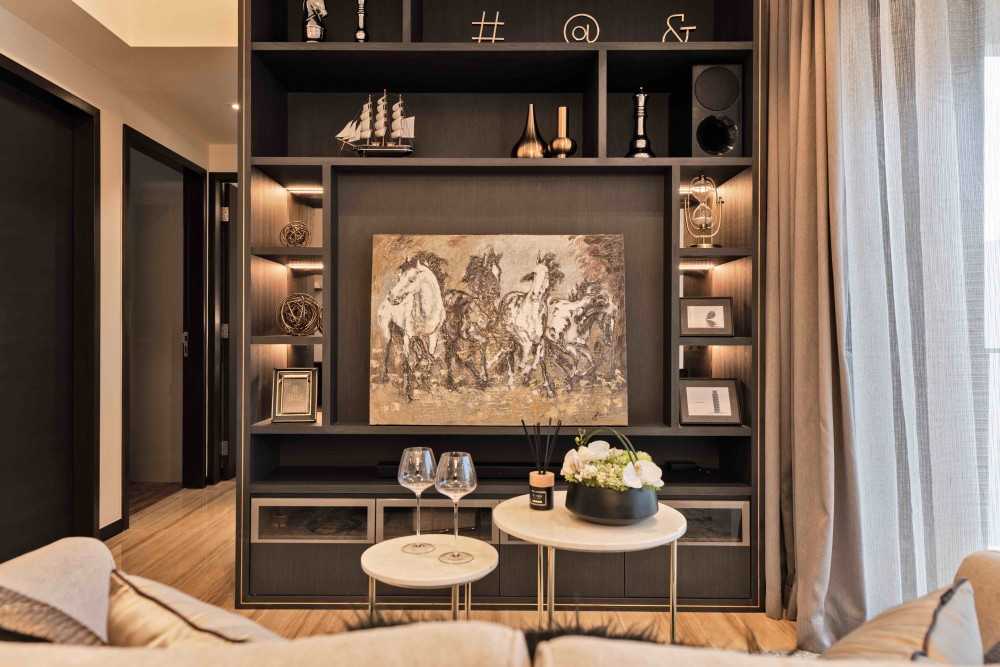 Modern Living Room with TV Console and Feature Wall