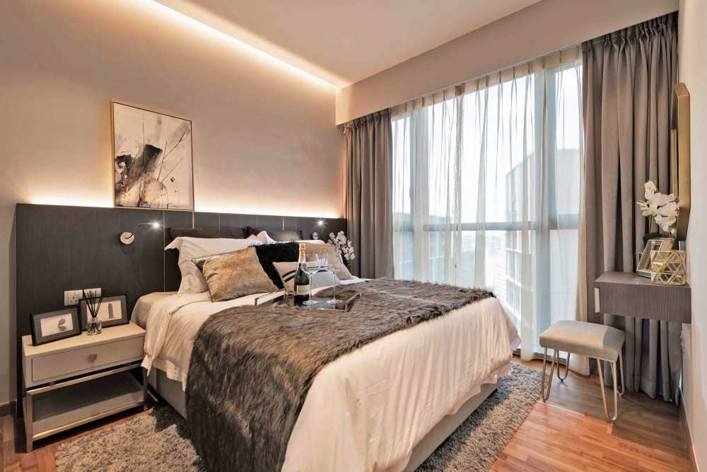 Modern Bedroom with Built-in Bed and Bedside Table