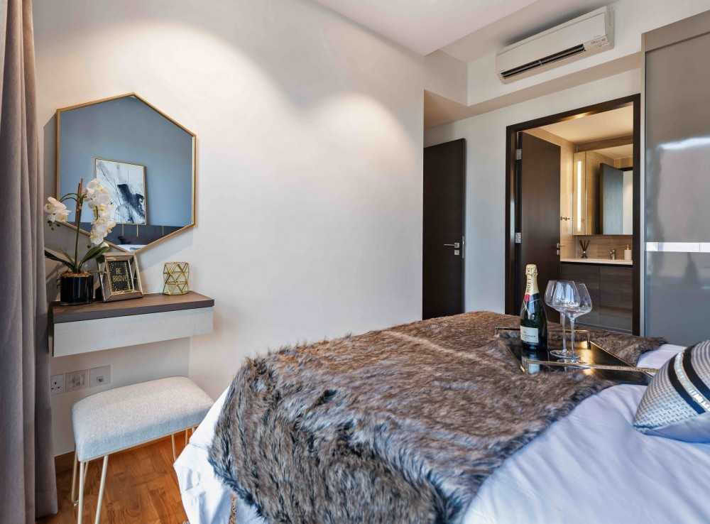 Modern Bedroom with Built-in Bed and Bedroom Dresser