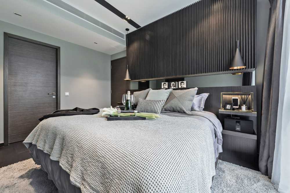 Modern Bedroom with Built-in Bed and Bedside Table