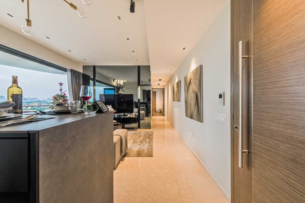 Modern Foyer with Artwork and Console Table