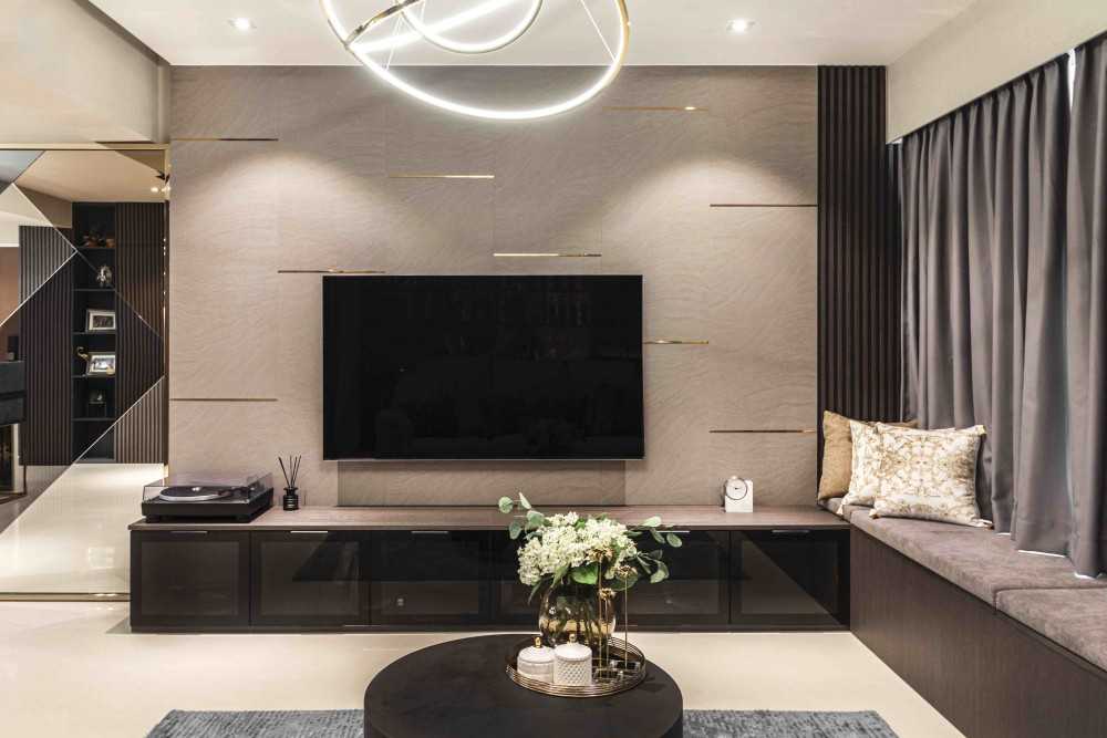 Modern Living Room with TV Console and Feature Wall