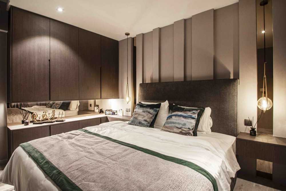 Modern Bedroom with Built-in Bed and Bedside Table