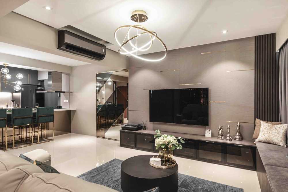 Modern Living Room with TV Console and Feature Wall