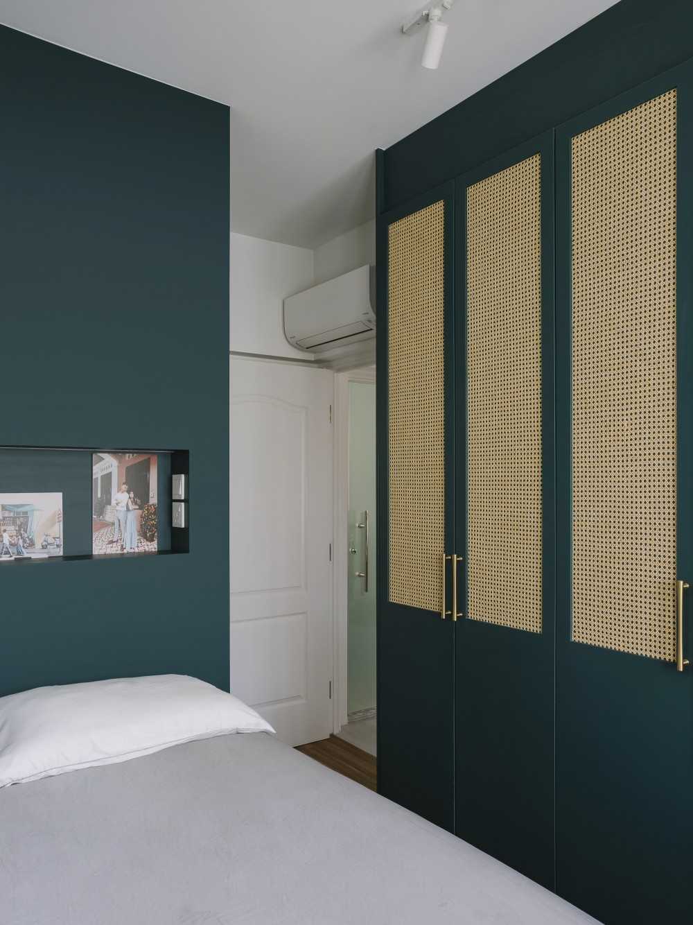 Scandinavian Bedroom with Wardrobe and Open Storage