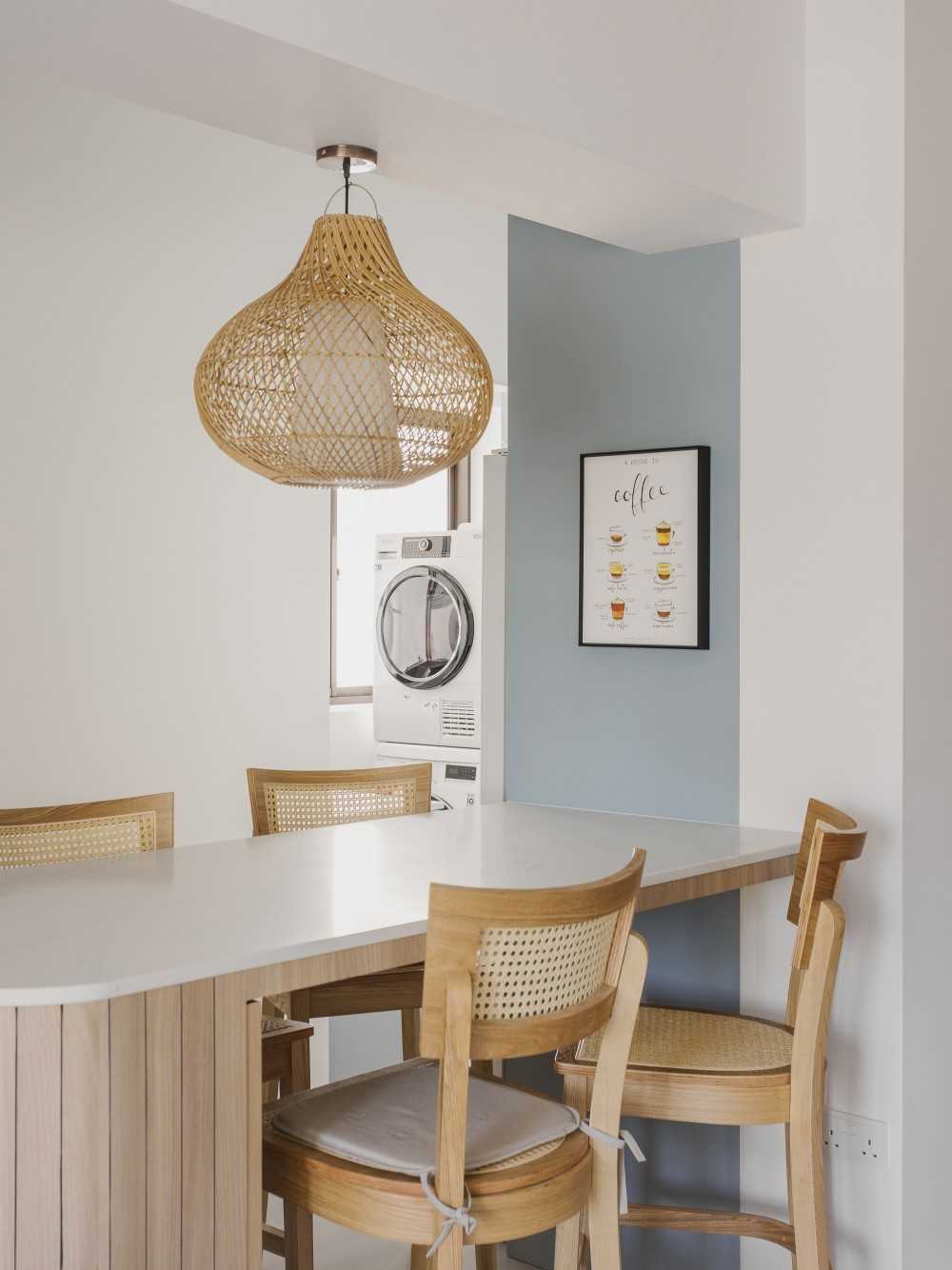 Scandinavian Pantry with Countertop and Kitchen Island