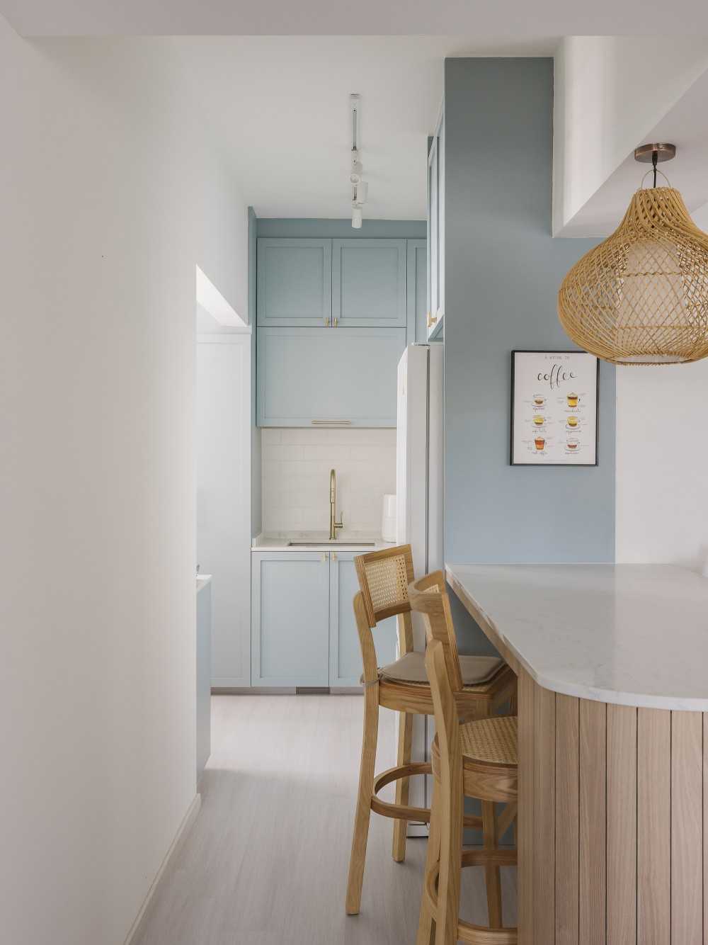 Scandinavian Pantry with Countertop and Kitchen Island