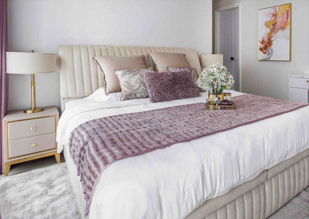 Transitional Bedroom with Cove Lighting and Bedside Table