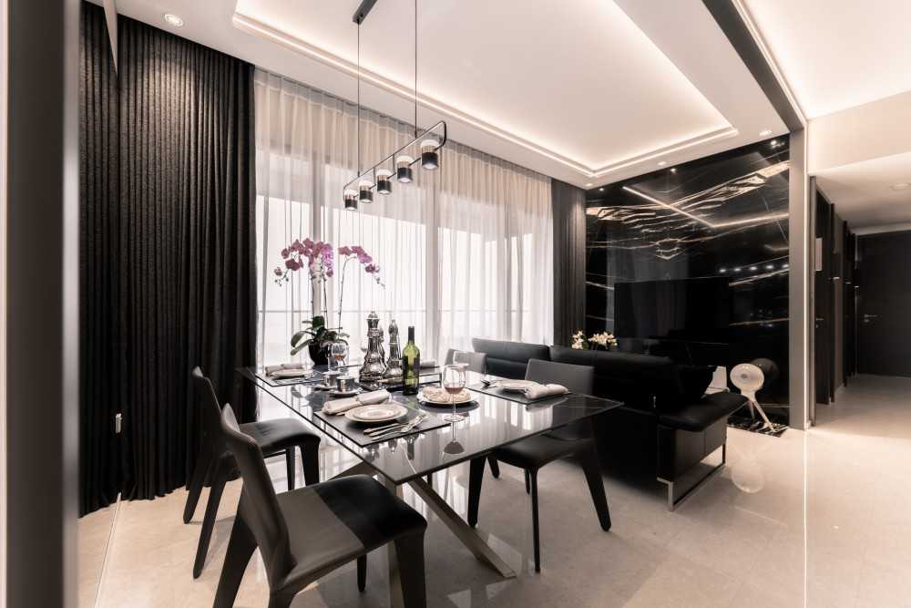 Contemporary Living Room with Feature Wall and Mirror