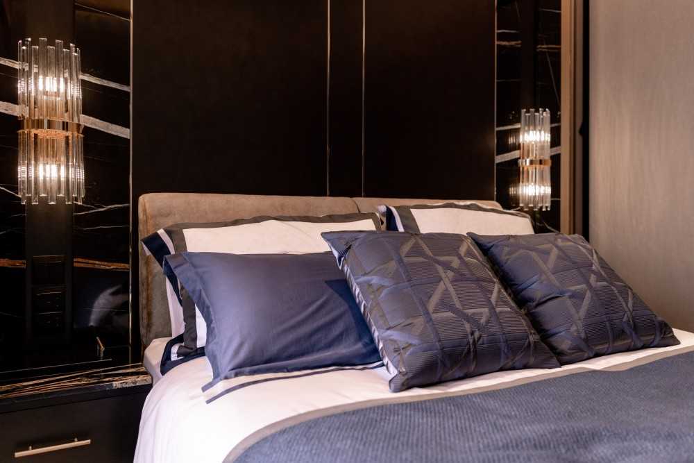 Contemporary Bedroom with Built-in Bed and Bedside Table