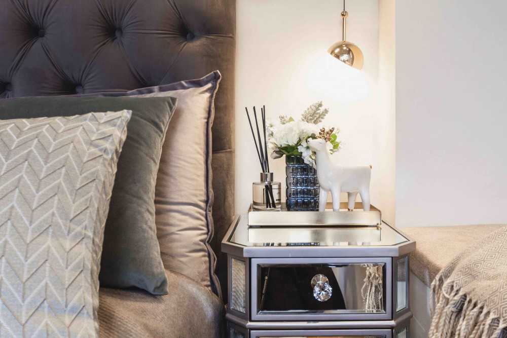 Modern Bedroom with Bay Window and Built-in Bed