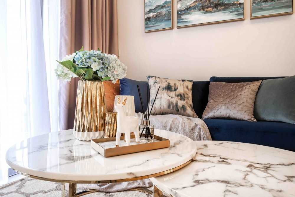 Modern Living Room with Cove Lighting and Sofa