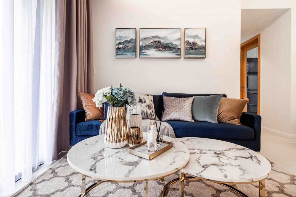 Modern Living Room with Cove Lighting and Sofa