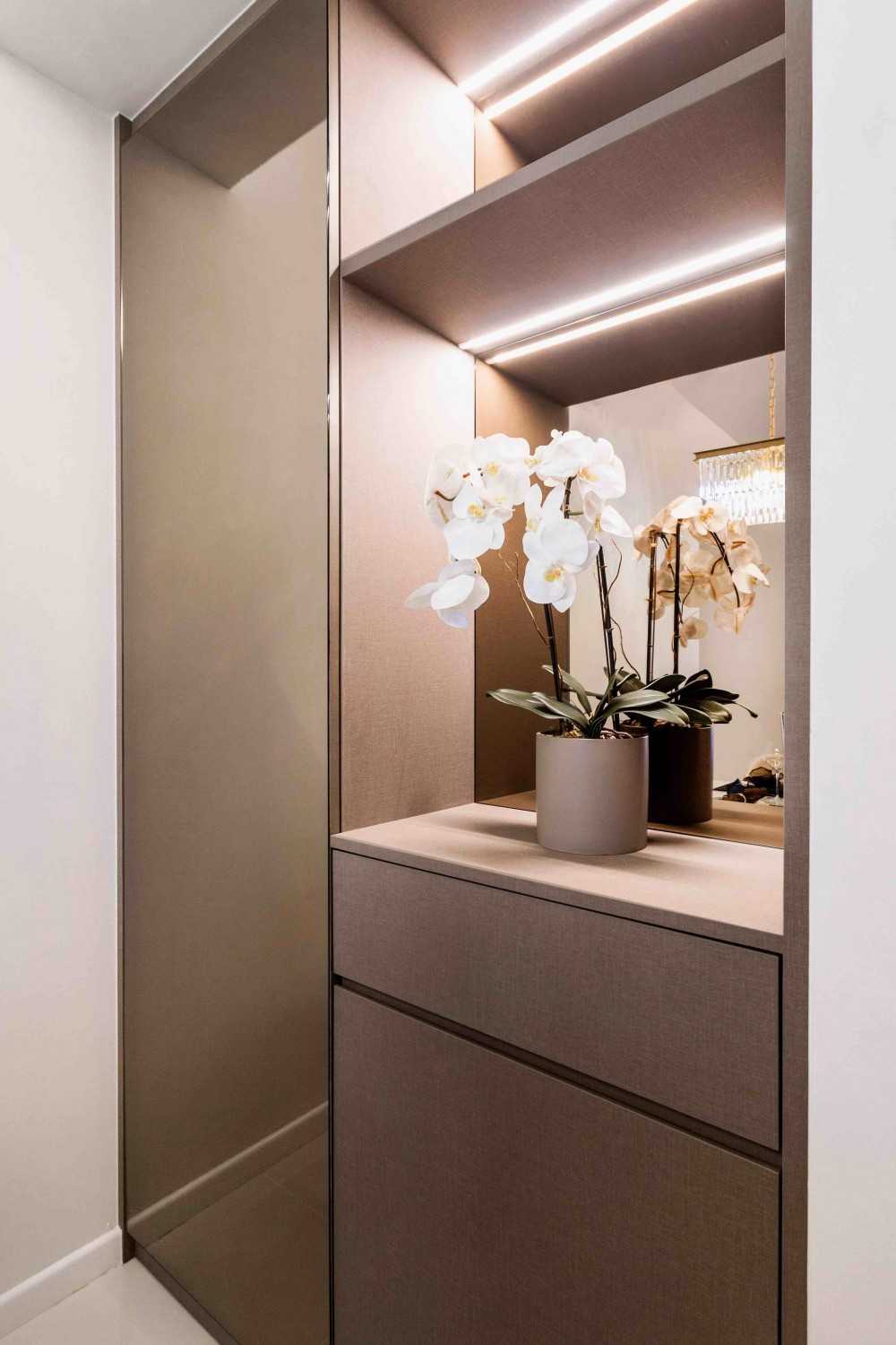 Modern Entryway with Mirror and Shoe Cabinets