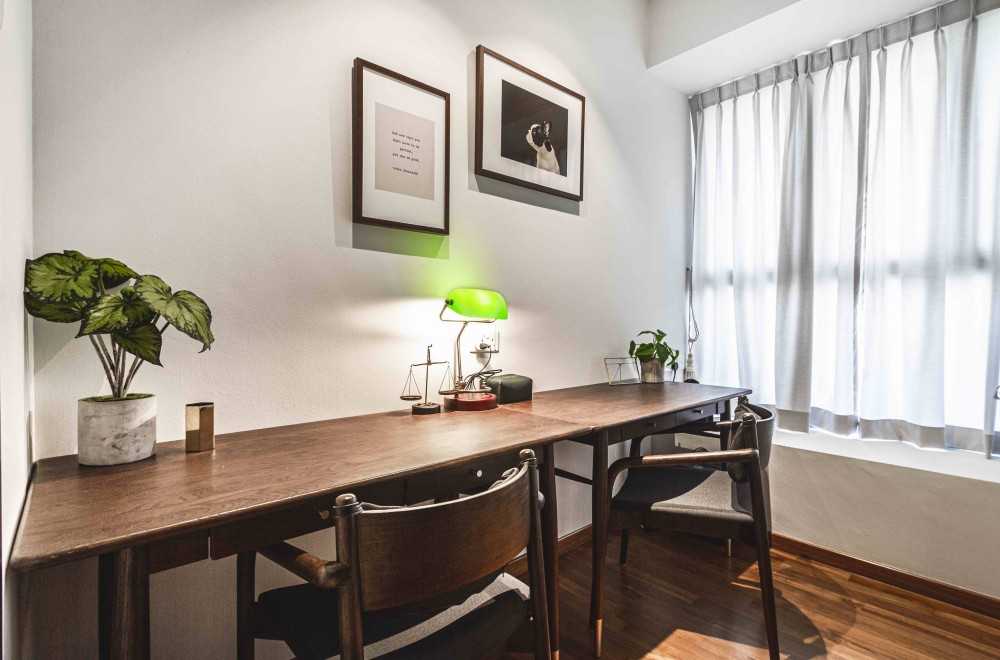 Contemporary Study with Desk and Desk Chairs