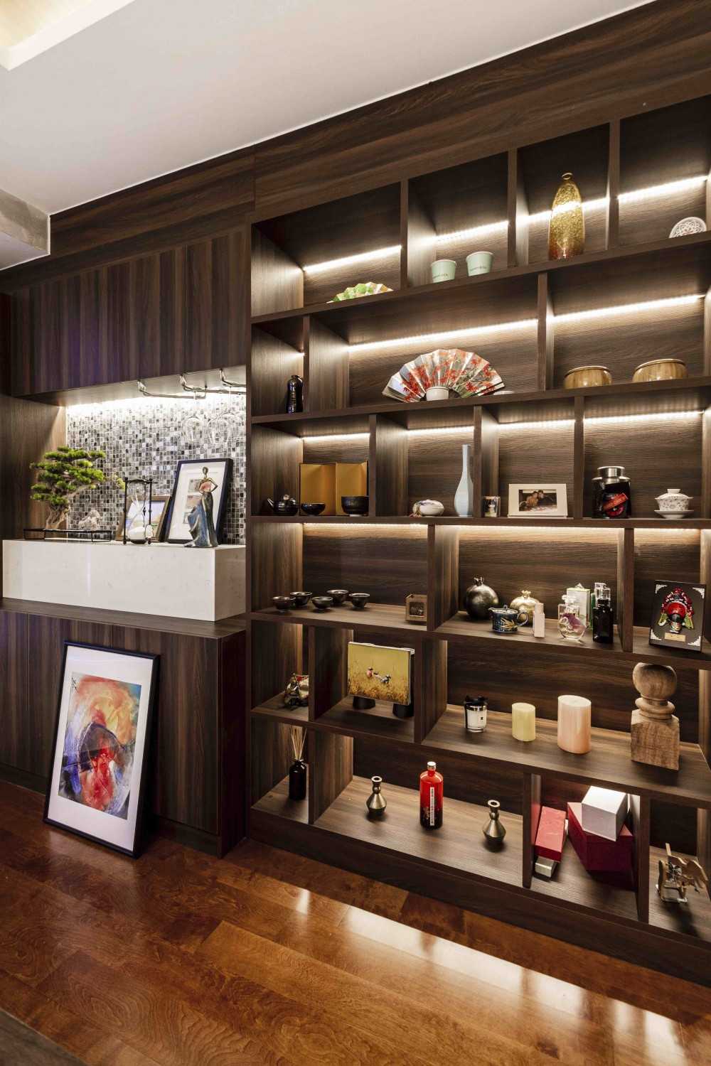 Asian Kitchen with Mosaic and Cupboard