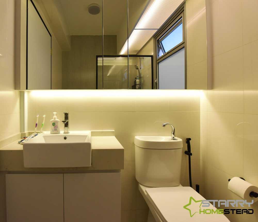 Minimalist Bathroom with Mirror and Vanity Counter
