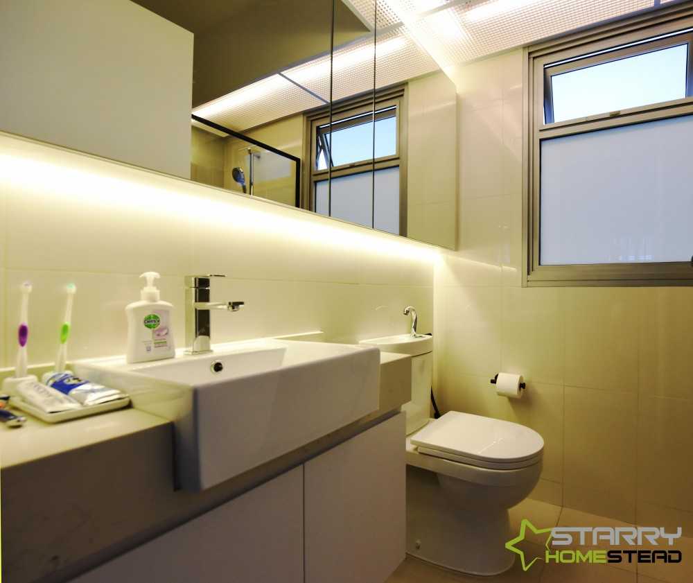 Minimalist Bathroom with Mirror and Vanity Counter