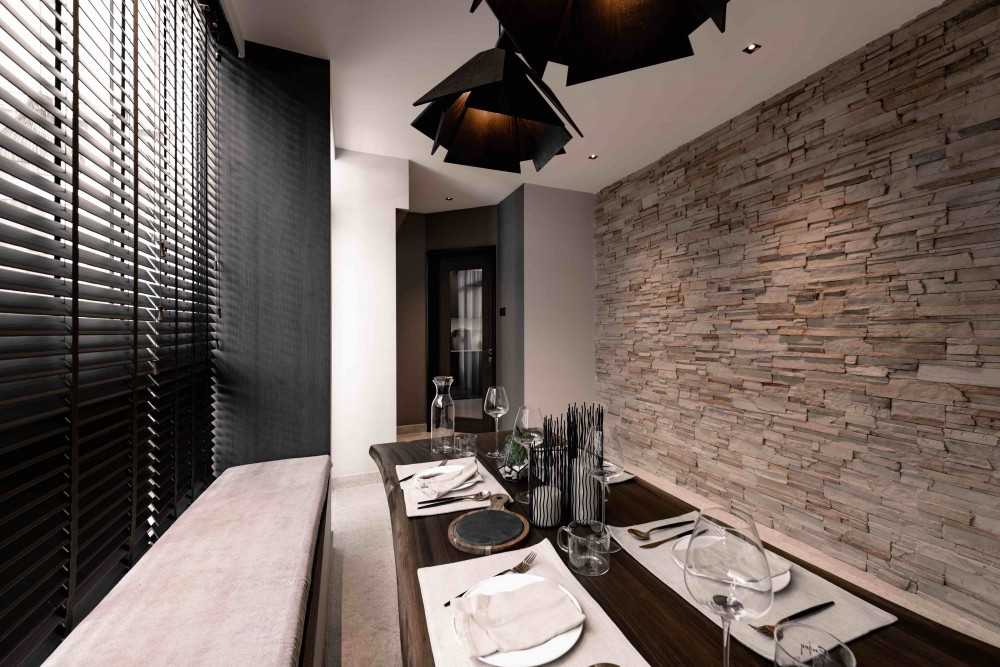 Modern Dining Room with Dining Table and Seating Bench