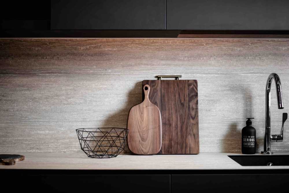 Modern Kitchen with Countertop and Kitchen Backsplash