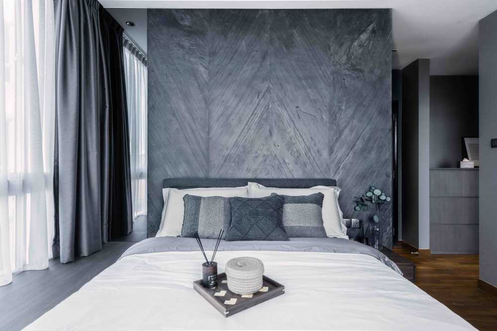 Modern Bedroom with Bay Window and Built-in Bed