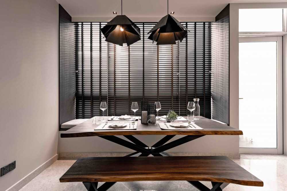 Modern Dining Room with Dining Table and Seating Bench