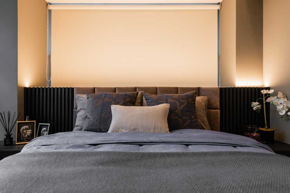 Contemporary Bedroom with Built-in Bed and Bedside Table