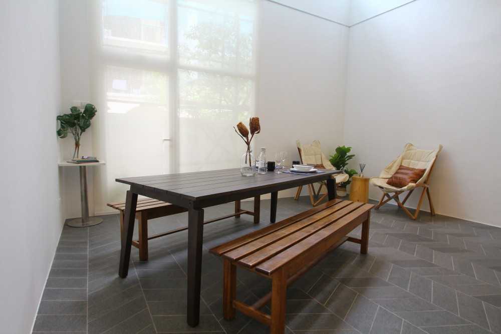 Scandinavian Dining Room with Ceiling Light and Dining Table