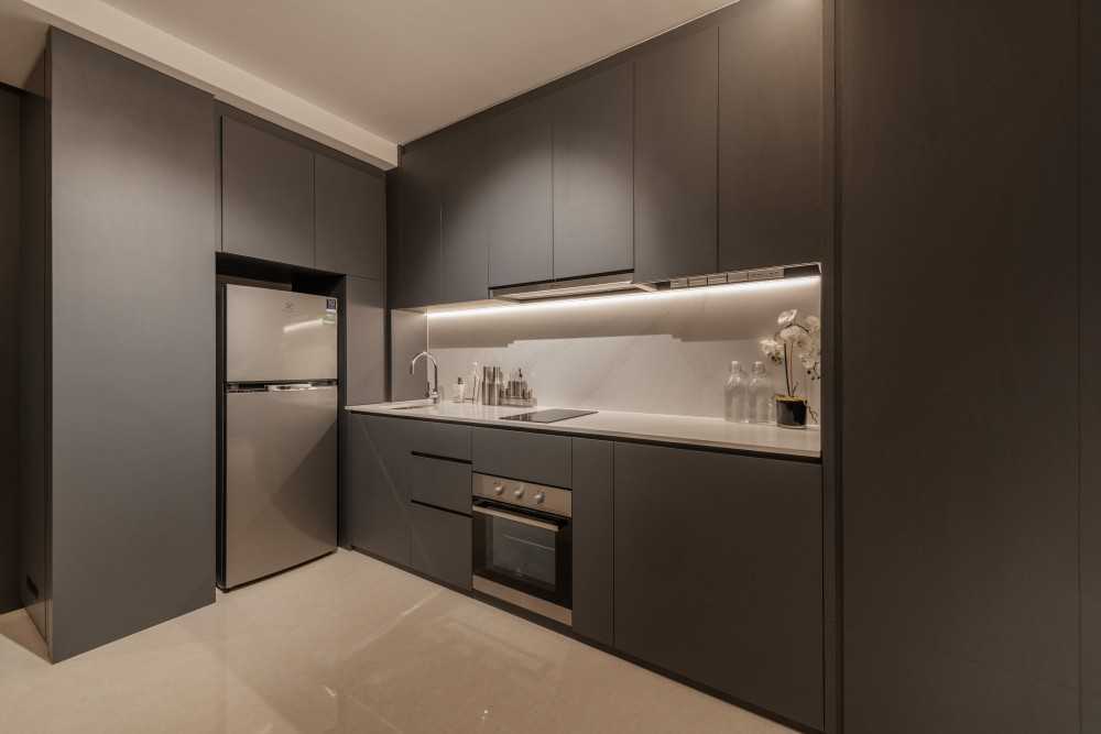 Minimalist Kitchen with Countertop and Cupboard