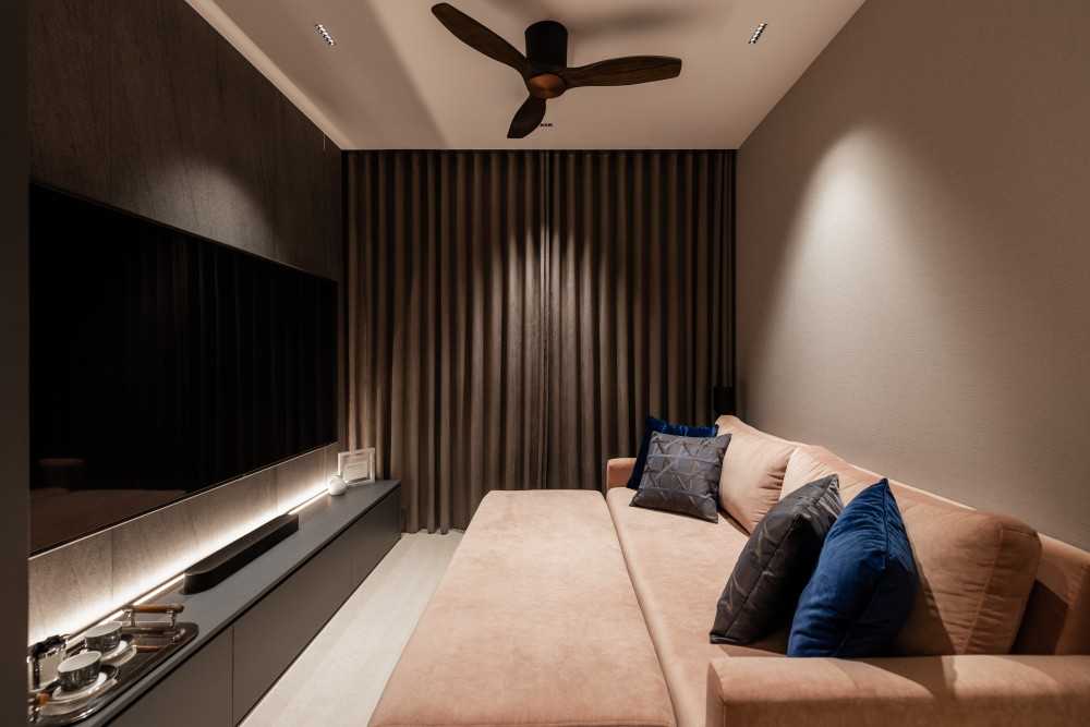 Minimalist Living Room with TV Console and Feature Wall