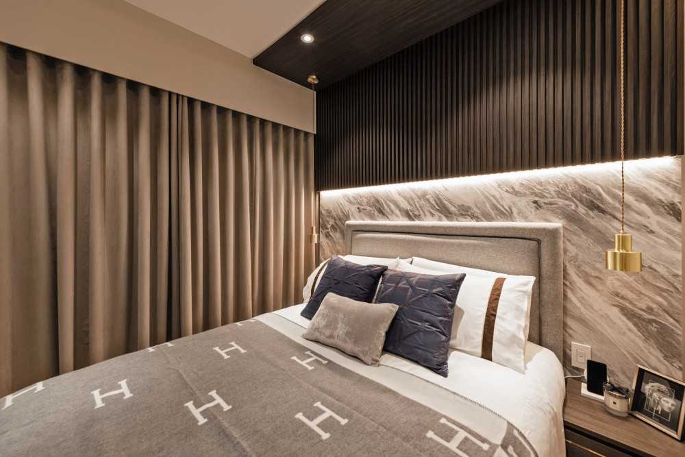 Minimalist Bedroom with Built-in Bed and Bedside Table