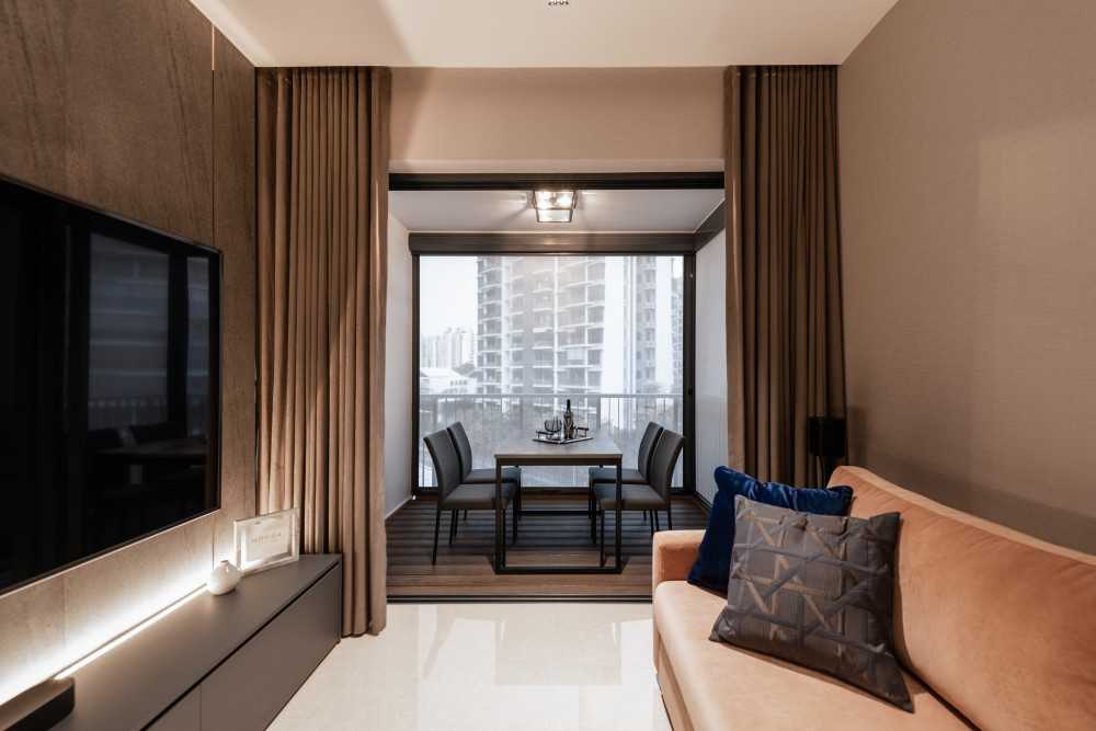 Minimalist Living Room with TV Console and Feature Wall