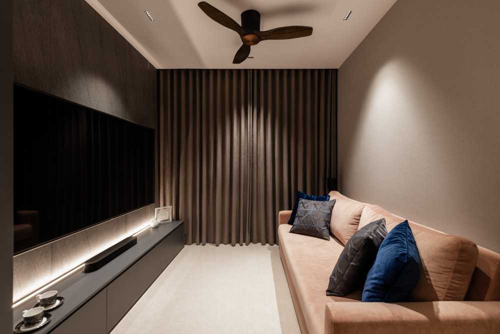 Minimalist Living Room with TV Console and Feature Wall