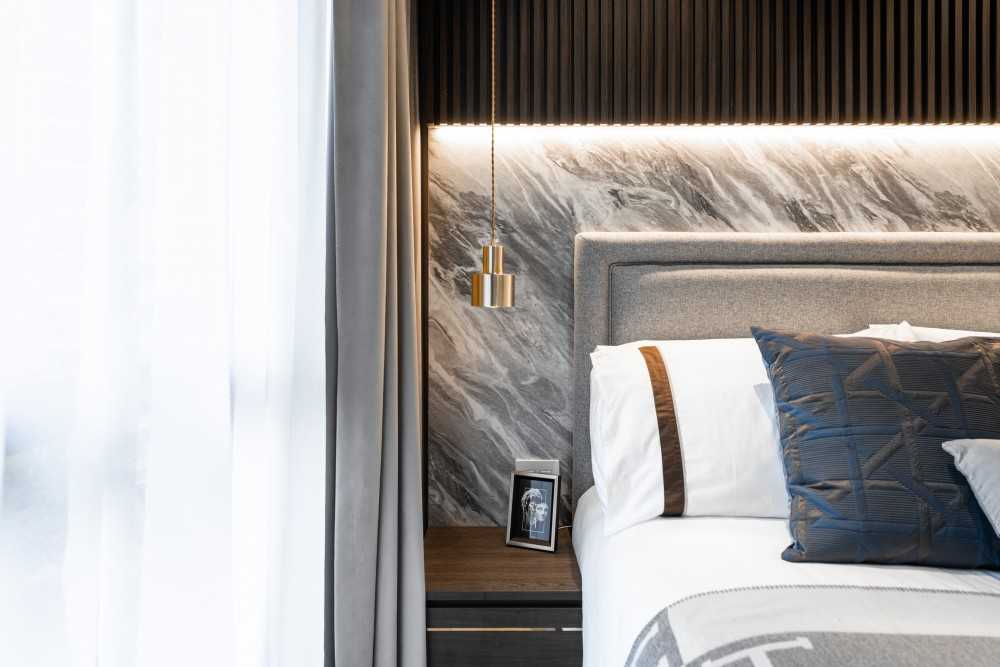 Minimalist Bedroom with Built-in Bed and Bedside Table