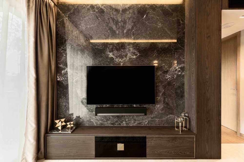 Modern Living Room with TV Console and Feature Wall