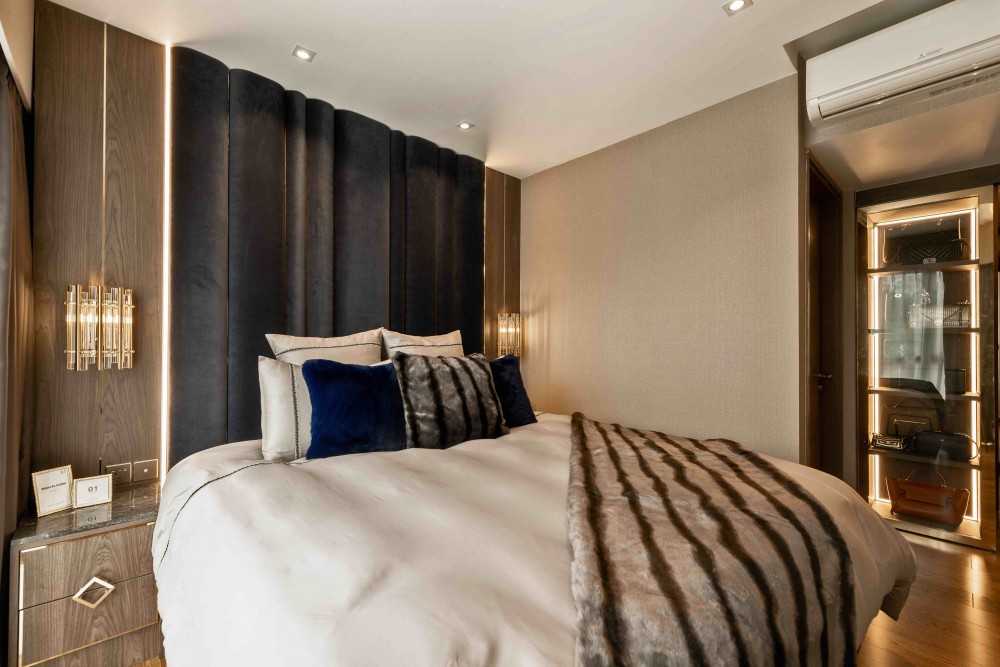 Modern Bedroom with Built-in Bed and Bedside Table