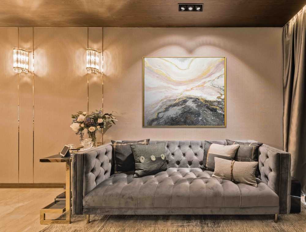 Modern Living Room with Cove Lighting and Sofa