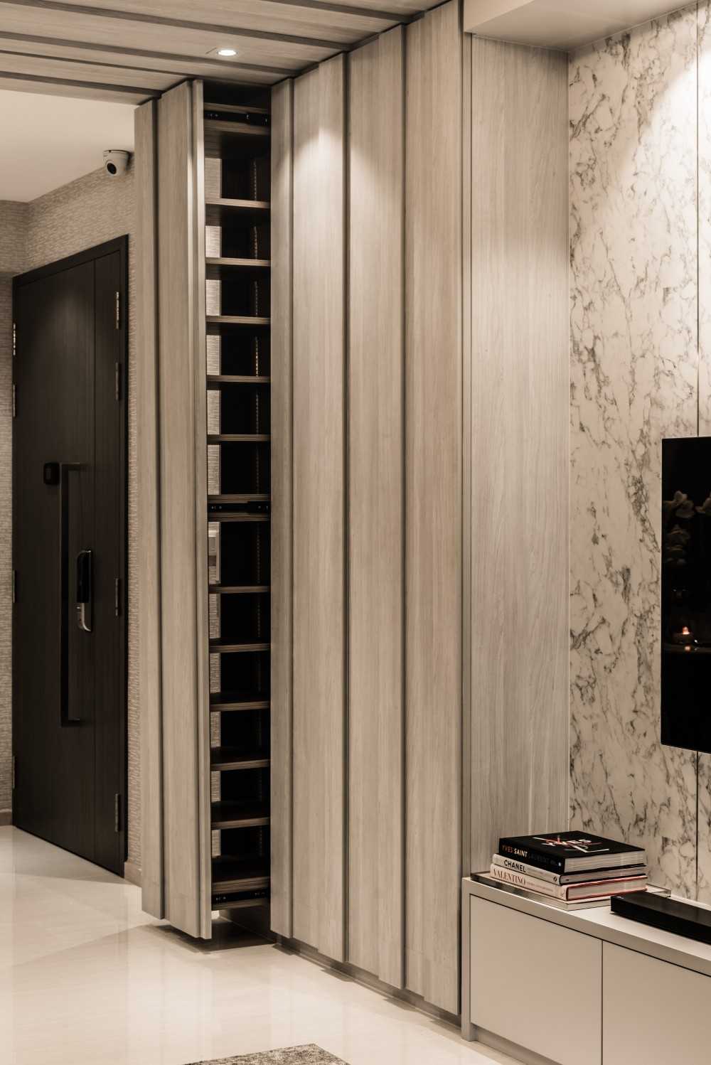 Contemporary Living Room with TV Console and Feature Wall