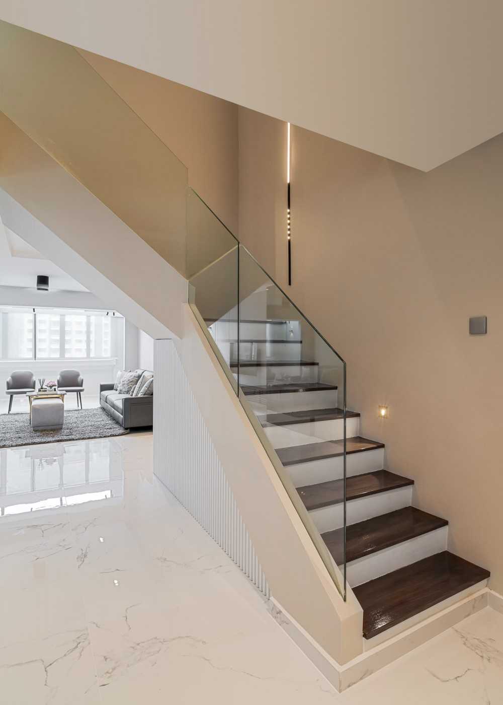 Minimalist Foyer with Artwork and Console Table