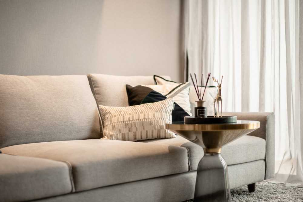 Contemporary Living Room with Feature Wall and Mirror