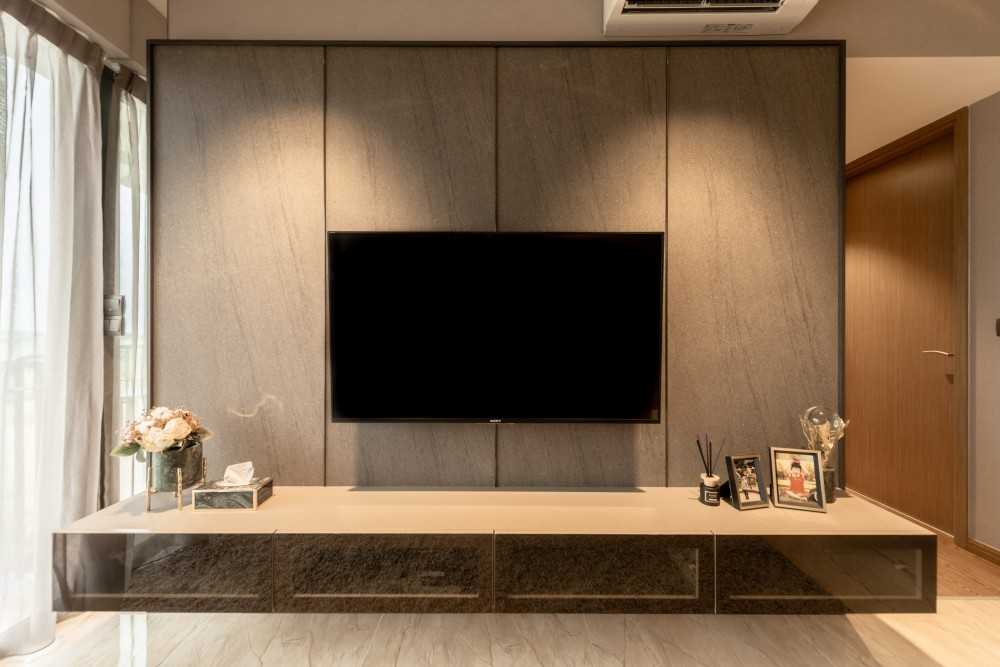 Contemporary Living Room with Feature Wall and Sofa