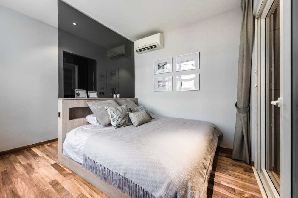 Contemporary Bedroom with Parquet Floor and Wardrobe