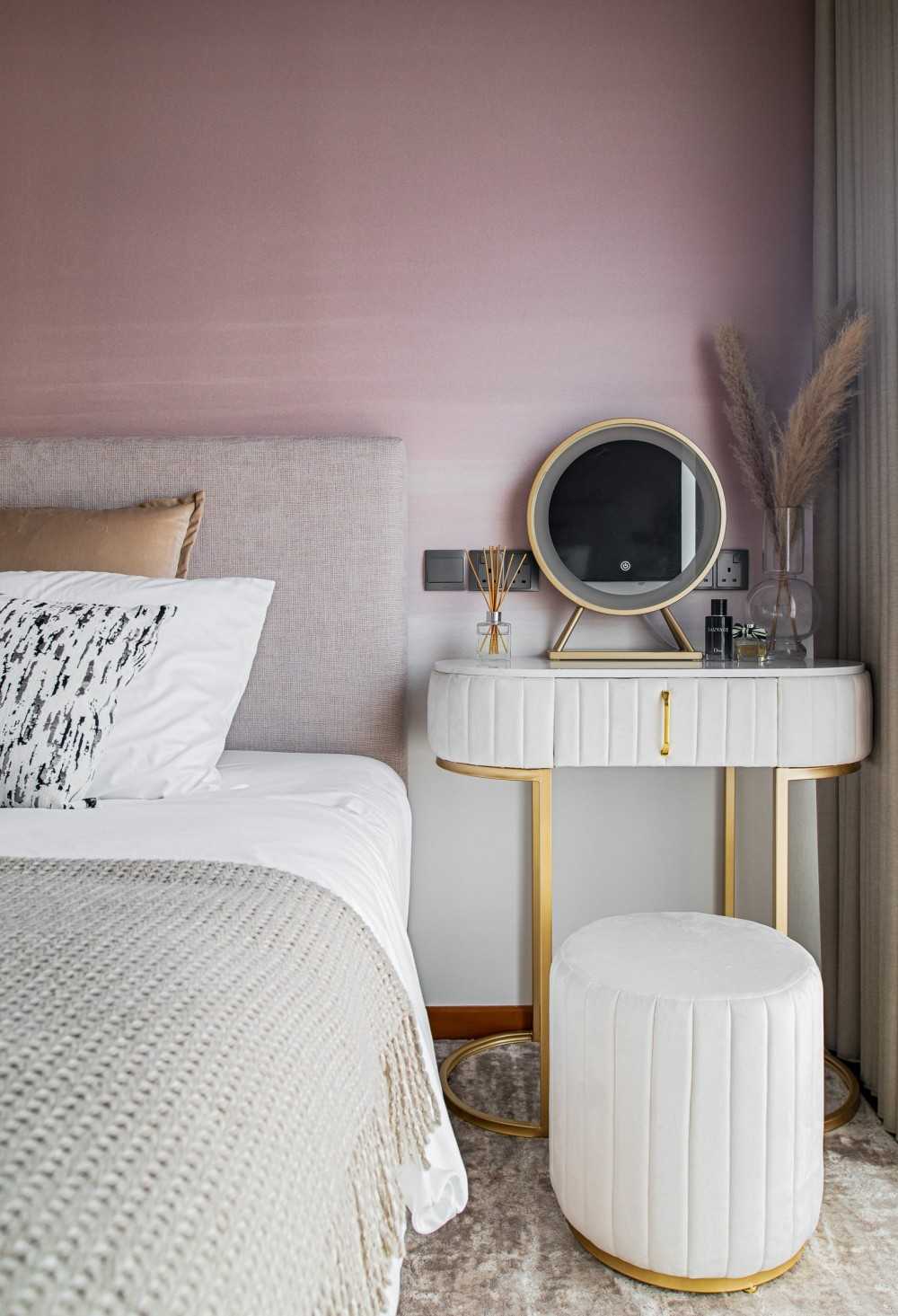 Contemporary Bedroom with Wood Flooring and Bedroom Dresser