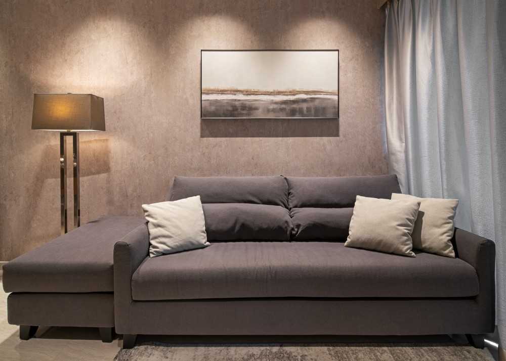 Contemporary Living Room with Cove Lighting and Sofa