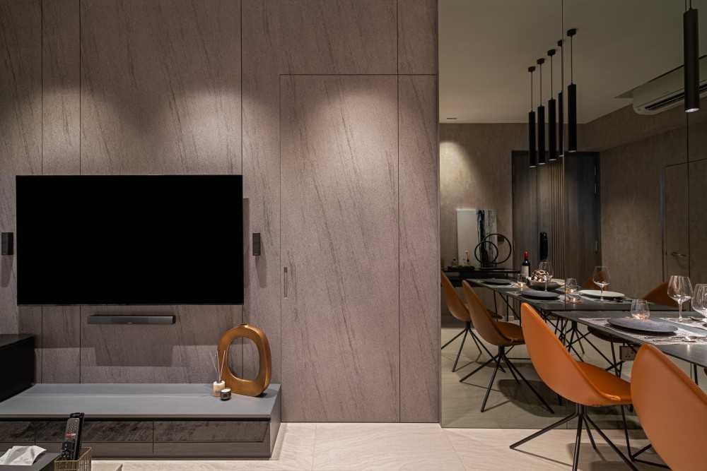 Contemporary Living Room with Feature Wall and Sofa