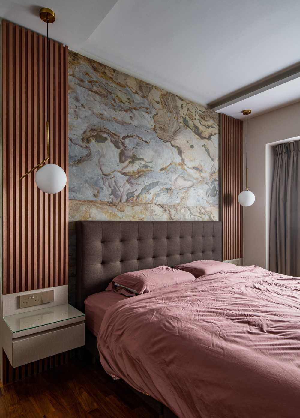 Contemporary Bedroom with Platform Bed and Bedside Table