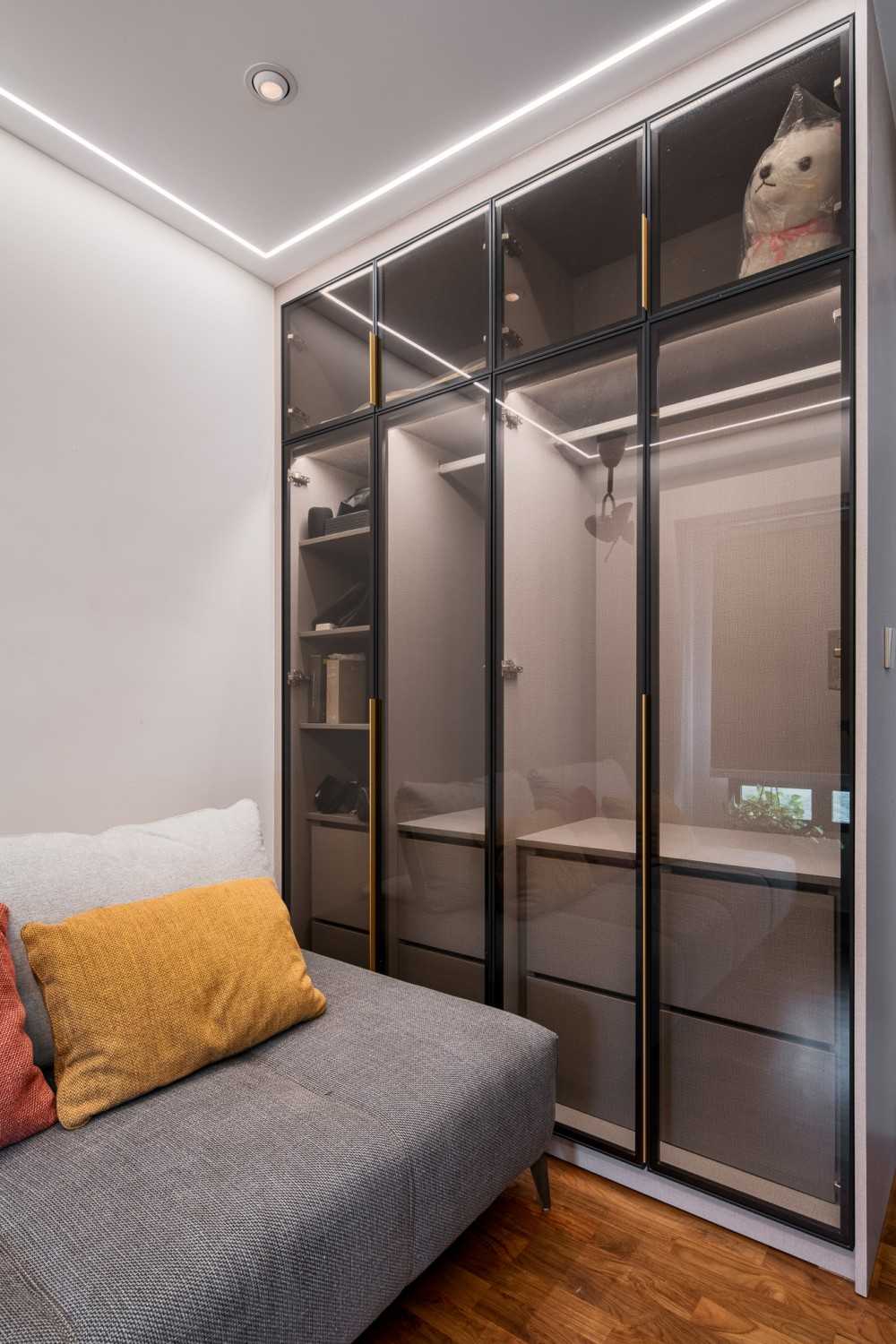 Contemporary Bedroom with Ceiling Light and Wardrobe