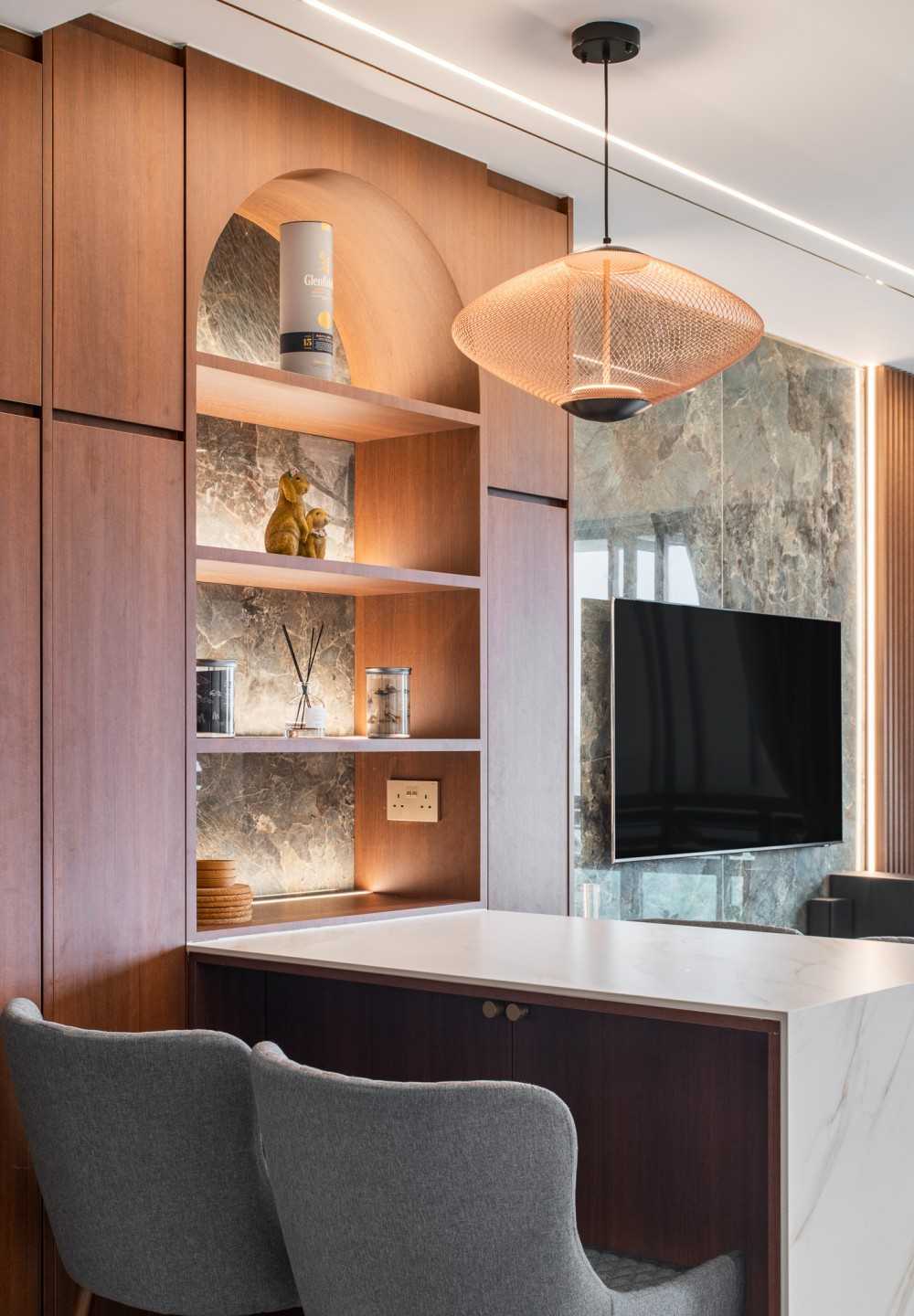 Contemporary Dining Room with Drop Ceiling and Ceiling Light