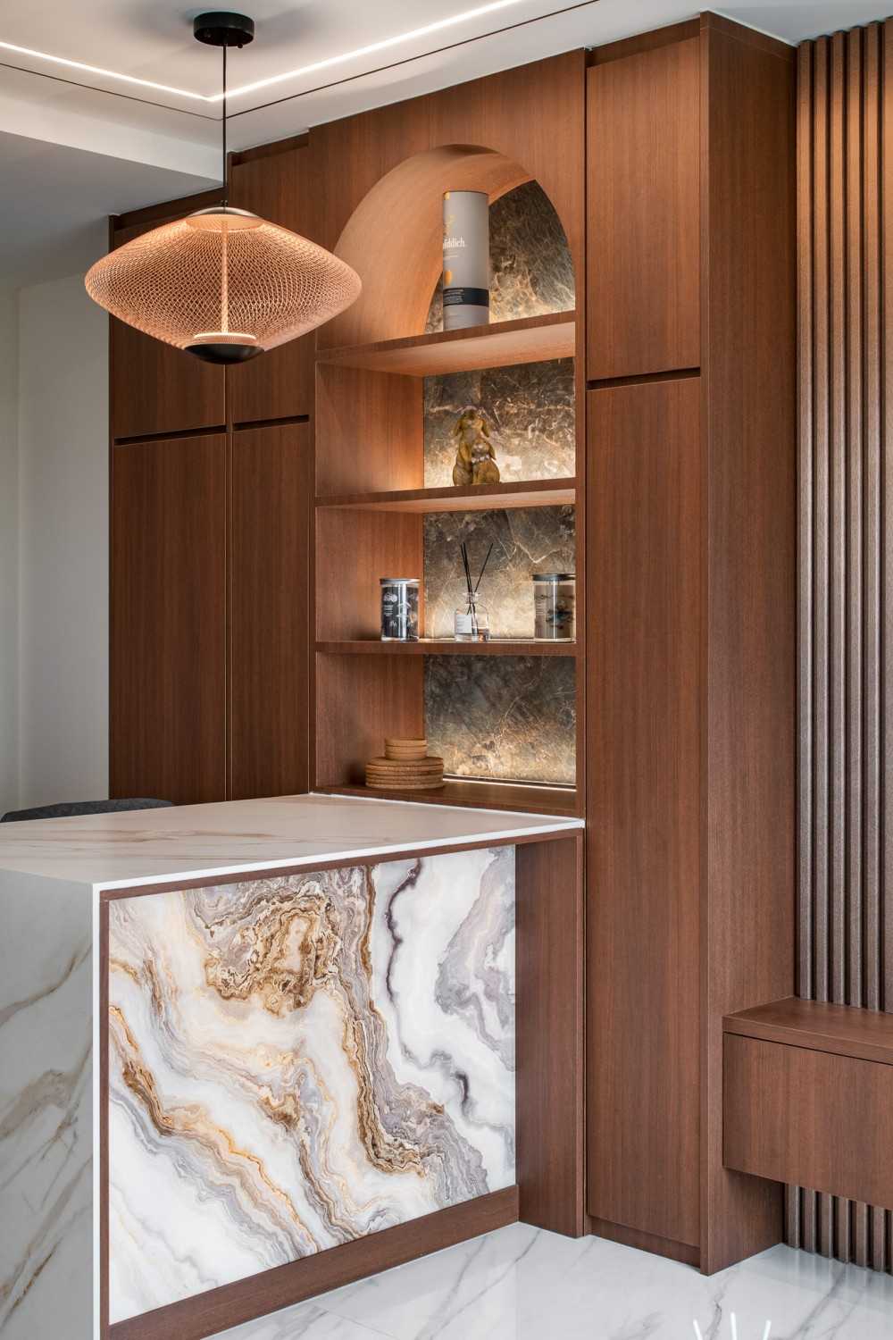 Contemporary Dining Room with Cove Lighting and Downlights